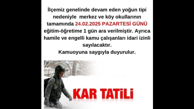 Karlıova'da eğitime kar engeli