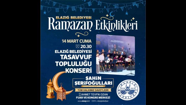 Elazığ Belediyesi tasavvuf topluluğu konseri düzenlenecek