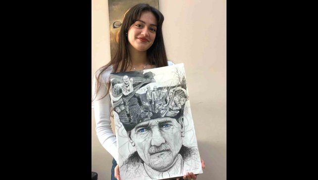 Elazığ'da 18 Mart'a özel Atatürk portresi hayran bıraktı