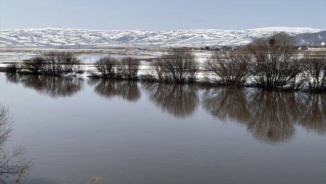 Sıcaklığın artmasıyla buzla kaplı Kura Nehri çözüldü