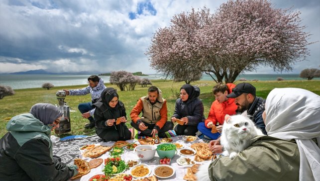 Çiçekli badem ağaçlarıyla renklenen Çarpanak Adası doğaseverleri cezbediyor