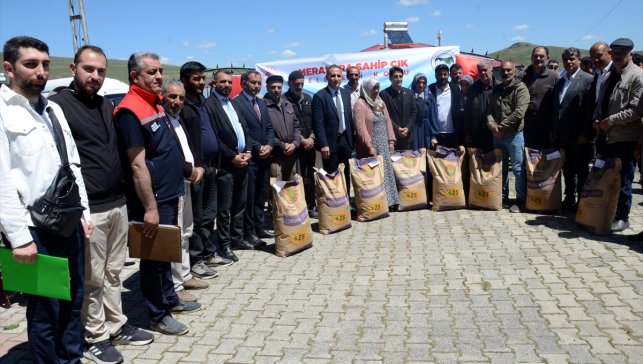 Kars'ta mera ıslahı için çiftçilere 60 ton hibe korunga tohumu dağıtıldı