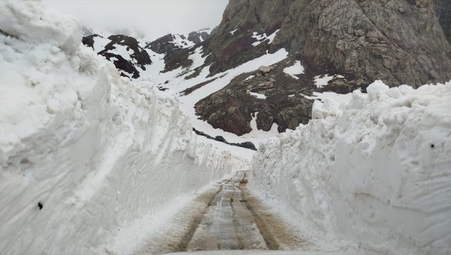 Hakkari'de ekipler karla kaplı üs bölgesi yolunu açmaya çalışıyor