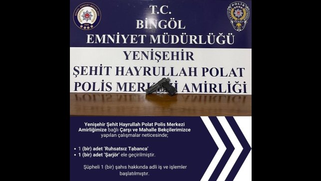 Bingöl'de ruhsatsız silah ele geçirildi