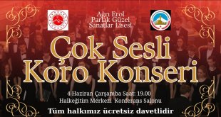 Ağrı Erol Parlak Güzel Sanatlar Lisesi’nden Çok Sesli Koro Konseri