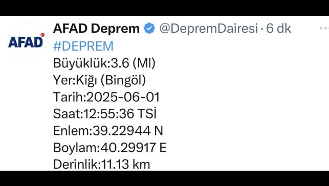 Bingöl'de bir deprem daha