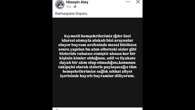 MHP İl Başkanından Iğdır İl Özel İdaresi personel alımına tepki