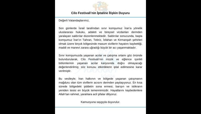 Hakkari Cilofest-2025 eğlence programı iptal edildi