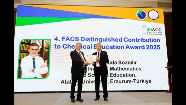 Prof. Dr. Sözbilir'e uluslararası kimya eğitim ödülü