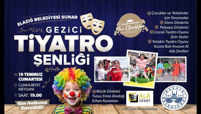 Elazığ'da gezici tiyatro şenliği gösterileri ve kadın kürsübaşı konseri düzenlenecek