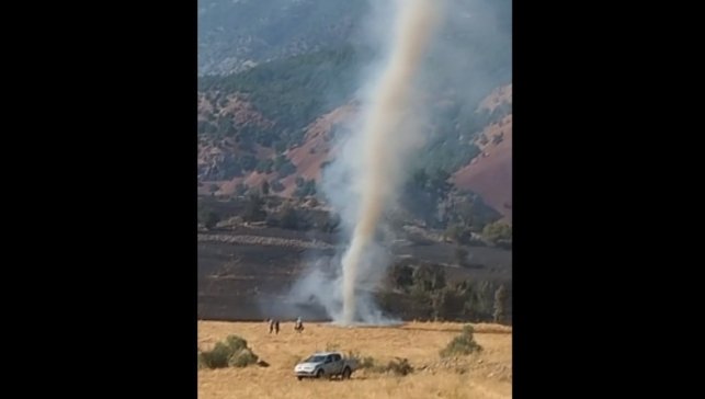 Tunceli'deki yangında çıkan hortum görüntülendi