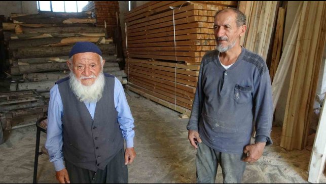 93 yaşındaki marangoz ustası, oğlu ile ağaçlara şekil veriyor