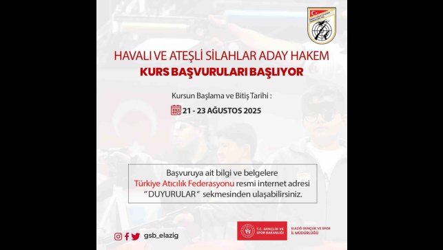 Elazığ'da aday hakem kursu düzenlenecek