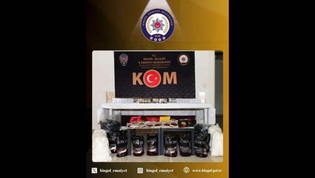 Bingöl'de gümrük kaçağı tütün ve mamülleri ele geçirildi