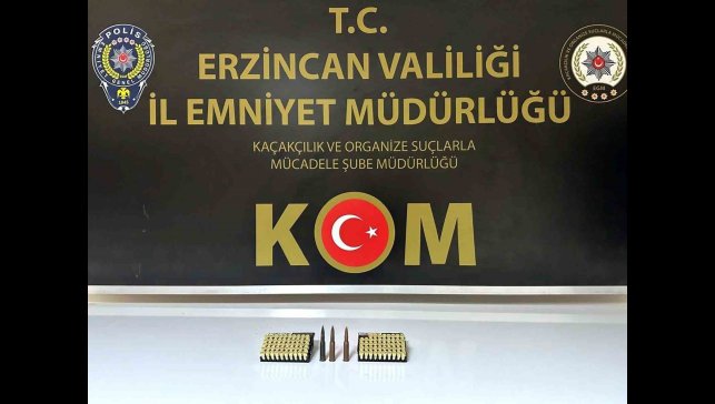 Erzincan'da 101 adet mermi ele geçirildi