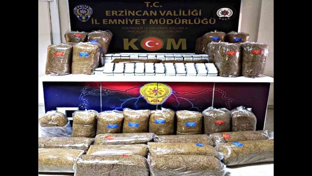 Erzincan'da 480 paket kaçak tütün ele geçirildi