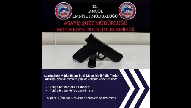 Bingöl'de ruhsatsız tabanca ele geçirildi