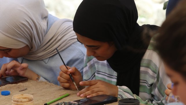 Erzurum'da Kültür Yolu Festivali'nin sanat atölyeleri Filistinli öğrencileri ağırladı