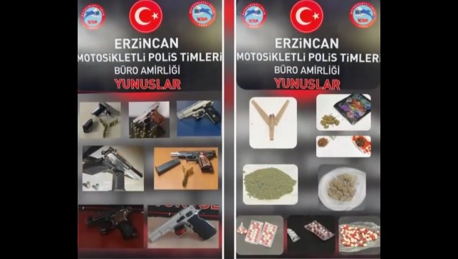 Erzincan'da 4 adet ruhsatsız, 3 adet kurusıkı tabanca ele geçirildi