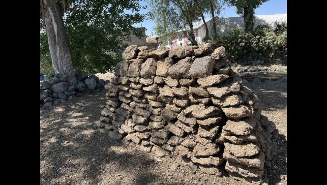 Kars'ta köylülerin kışlık tezek mesaisi başladı