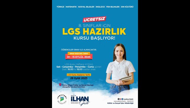 Yeşilyurt Belediyesi'nden ücretsiz LGS kursu