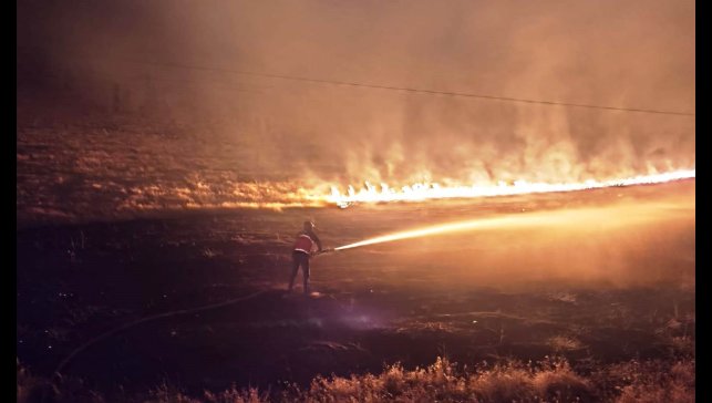 Çaldıran'da anız yangını
