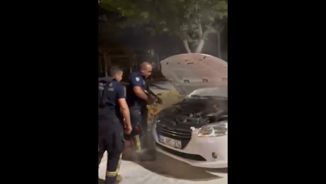 Elazığ'da seyir halindeki otomobil alev aldı