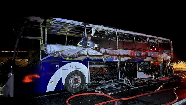 Van'da seyir halindeki yolcu otobüsü yandı