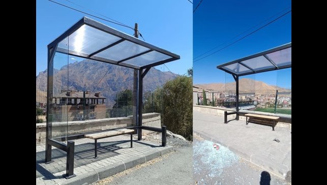 Hakkari'de yeni otobüs durakları tahrip edildi
