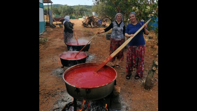 Kışlık salçalar kaynamaya başladı
