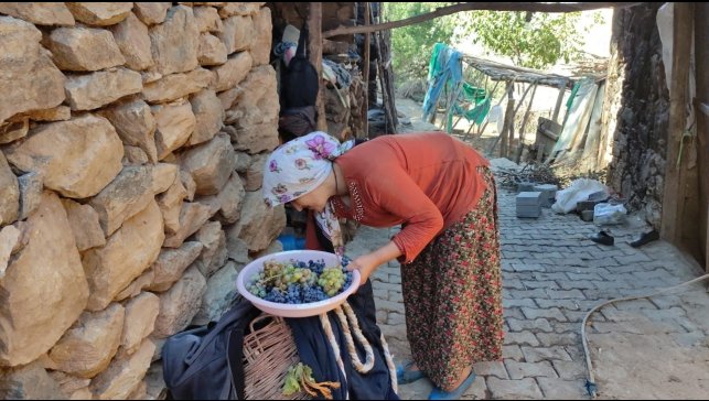 Uzun kış gecelerinde tüketmek için meyveler kurutuluyor