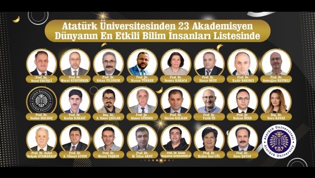 Atatürk Üniversitesi'nden 23 akademisyen dünyanın en etkili bilim insanları listesinde