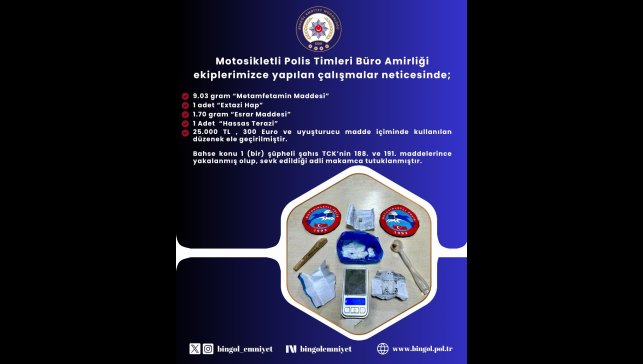 Bingöl'de uyuşturucu operasyonu: 1 şüpheli tutuklandı