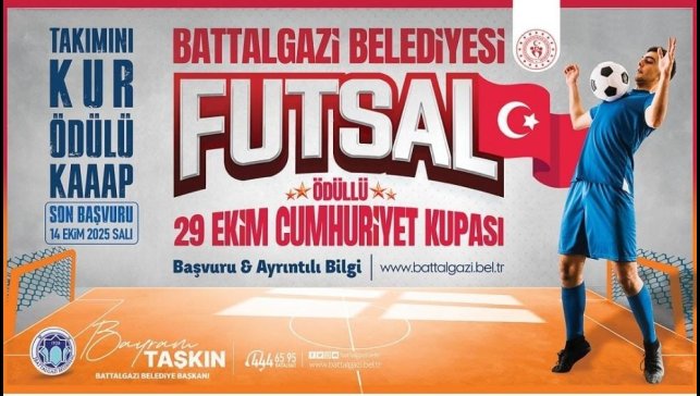 Battalgazi Belediyesi, 29 Ekim'e özel ödüllü futsal turnuvası düzenliyor