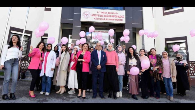 Pembe balonlar meme kanserine farkındalık için uçuruldu