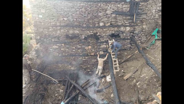 Bahçesaray'da odunluk yangını korkuttu