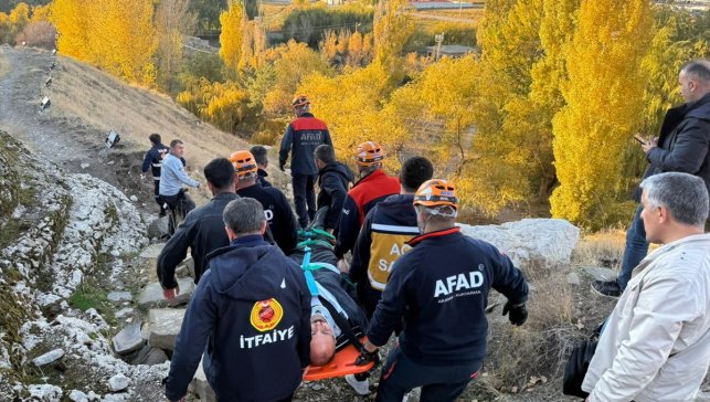 Van Kalesi'nde kayalıktan düşen kişi ekiplerce kurtarıldı