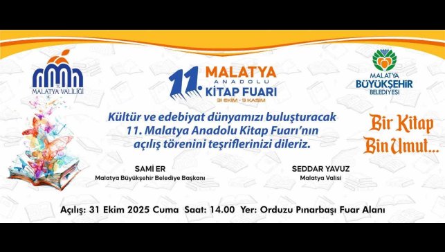 11. Malatya Anadolu Kitap ve Kültür Fuarı açılıyor