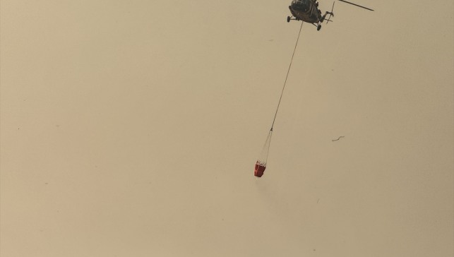 Hakkari'de Nehil Sazlığı'ndaki yangına havadan müdahale ediliyor