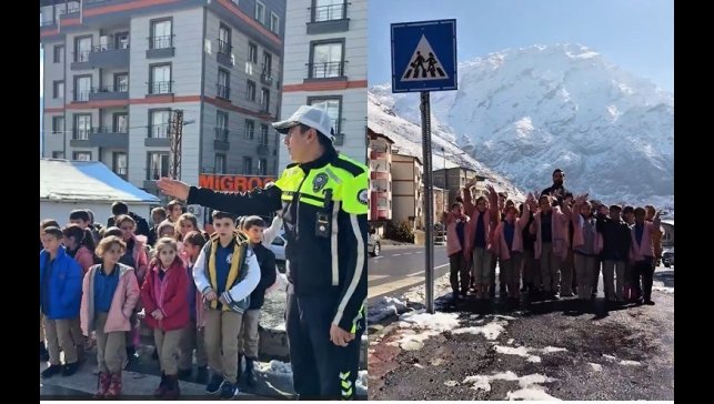 Hakkari polisinden öğrencilere uygulamalı trafik eğitimi