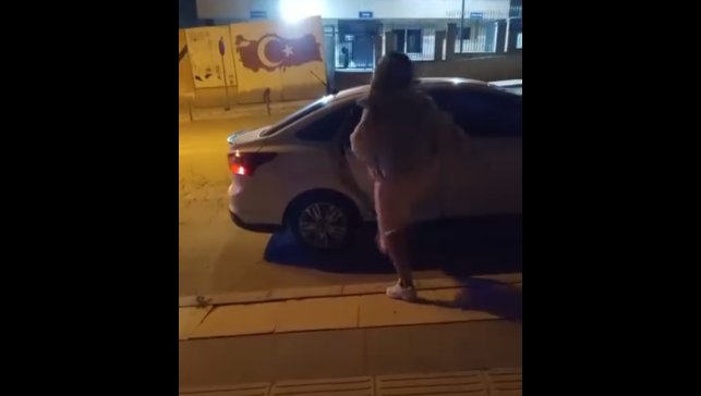 Elazığ'da bir kadın, tartıştığı şahsın arabasına saldırdı