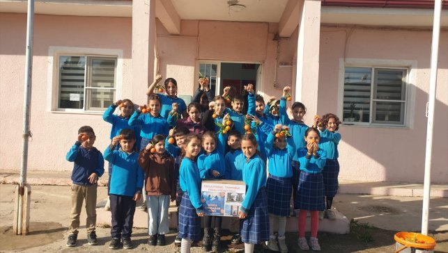 Aydın'daki ilkokul öğrencilerinden Erzurum'daki görme engelli öğrencilere mandalina