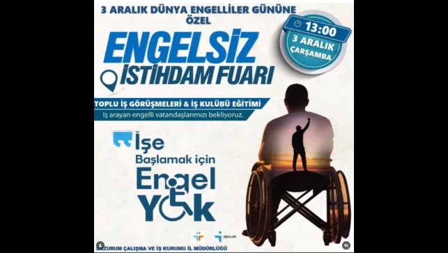 Engelsiz İstihdam Günleri Erzurum'da başlıyor