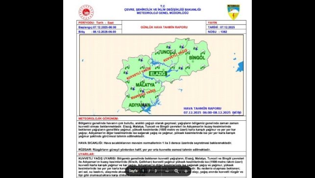 Meteorolojiden kuvvetli yağış uyarısı