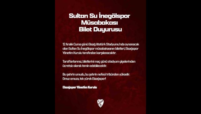 Elazığspor yönetimi biletleri ücretsiz yaptı