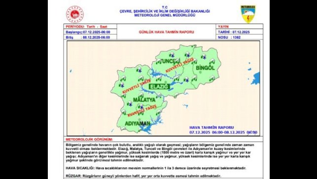 Tunceli'de şiddetli yağmur ve fırtına etkili oldu