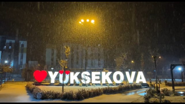 Yüksekova'da lapa lapa kar yağışı