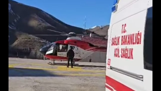 Hamile kadın ambulans helikopterle Van'a getirildi
