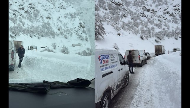 Şemdinli yolunda mahsur kalan araçlar kurtarıldı