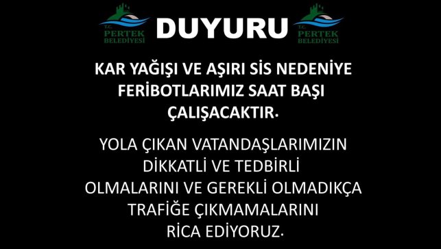 Pertek ve Çemişgezek feribotlarına kar ve sis engeli